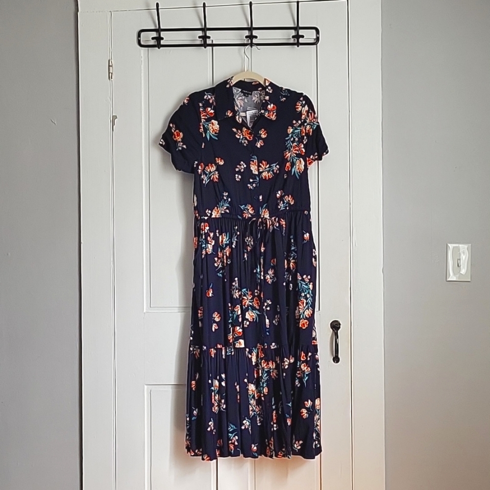 Torrid, 0, Blue floral tea dress